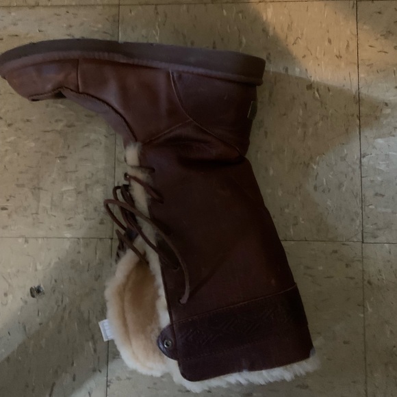 UGG Australia Tularosa Aztec Leather Lace Up Tall Boot Chocolate - Picture 6 of 15